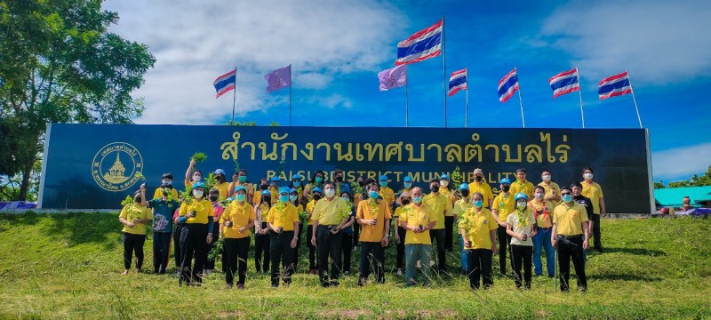 กิจกรรมปลูกต้นทองอุไร พัฒนาปรับปรุงภูมิทัศน์ หน้าสำนักงานเทศบาลตำบลไร่